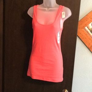 Coral ribbed fitted long tank